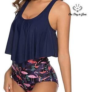 Adisputent High Waisted Flounce Vintage Bikini Size M